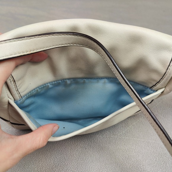 Vintage Y2K‎ Coach Hadley Leather Field Bag White Leather Crossbody Small Flap - Picture 10 of 15